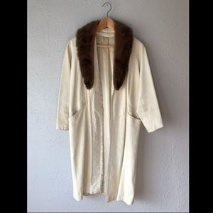 Vintage white leather jacket with mink collar.